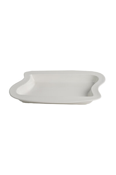 SQUALO Squalo - Elegant Waved Porcelain Serving Dish with Contemporary Design - White 3.8x27.7x20.4 cm