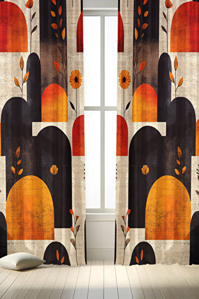 depdekor Dijital Baskılı Desenli Dekoratif Fon Perde ''Tasarım'' (TEK KANAT - IP AYARLI EKSTRAFOR)