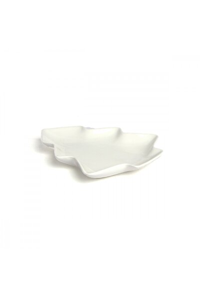 SQUALO Squalo - Serving Dish (Porcelain) in the Shape of a Tree with an Elegant and Modern Design - White 3.5x25.5x21.3 cm