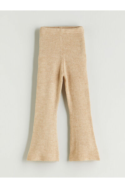 LC Waikiki Καφέ Ελαστική μέση καμπάνα Πλεκτό κολάν για κορίτσια