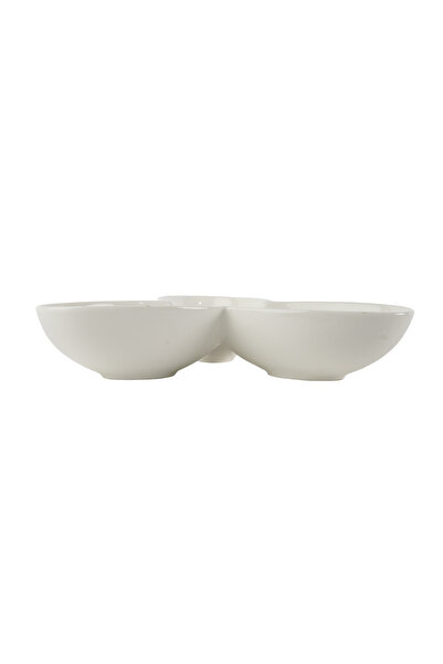 SQUALO Squalo - Serving Dish (Porcelain) 3 Sections Rose Shaped Contemporary Design - White 6.5x31x31 cm