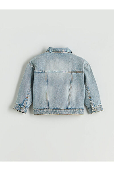 LC Waikiki LCW KidsIndigo Düğme Kapamalı Gömlek Yaka Kız Çocuk Jean Ceket