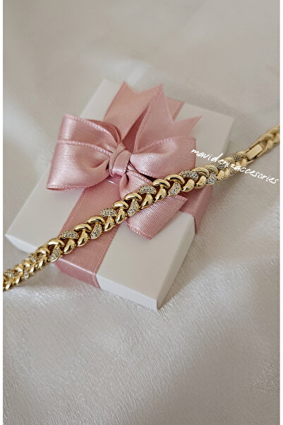 m mavi deniz accesories Xuping Bileklik Örgü Zincir Model 14 Ayar Altın Görün...