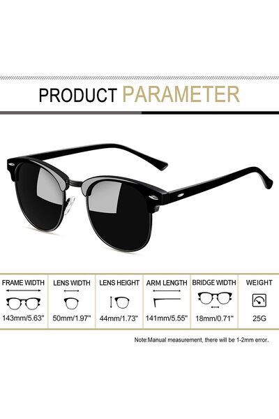 Joopin Polarized Semi Rimless Sunglasses Men Women, Classic Half Frame Sun Glasses UV Protection