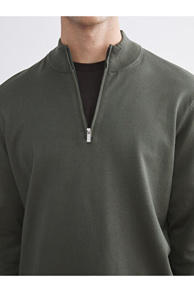 LC Waikiki Khaki Stand Collar Men's Knitwear Sweater