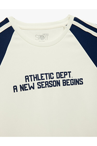 Koton Short Sleeve Crew Neck Printed Striped Oversize Sports T-Shirt