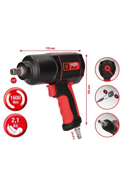 KS Tools Pneumatic impact screwdriver 1/2'' THE DEVIL, 1600 Nm, high performance
