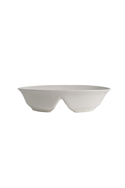 SQUALO Squalo - Contemporary Design Oval 2-Compartment Serving Platter (Porcelain) - White 6x26x18 cm