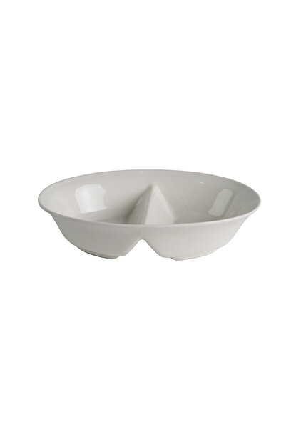 SQUALO Squalo - Contemporary Design Oval 2-Compartment Serving Platter (Porcelain) - White 6x26x18 cm