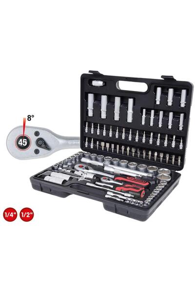 KS Tools 96 Piece Socket Wrench Set, Sizes 1/4" and 1/2"
