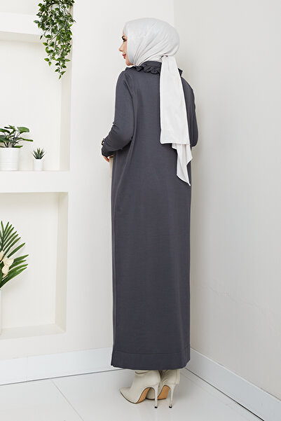 Pamuk Butik Women's Mercerized Knitwear Dress with Lace Collar