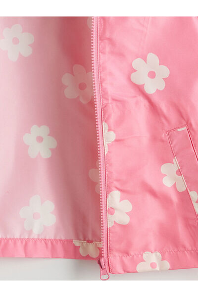 LC Waikiki Pink Hooded Girl's Raincoat
