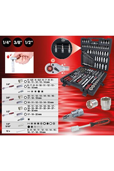 KS Tools Set chei tubulare 1/4", 3/8", 1/2" - 216 piese