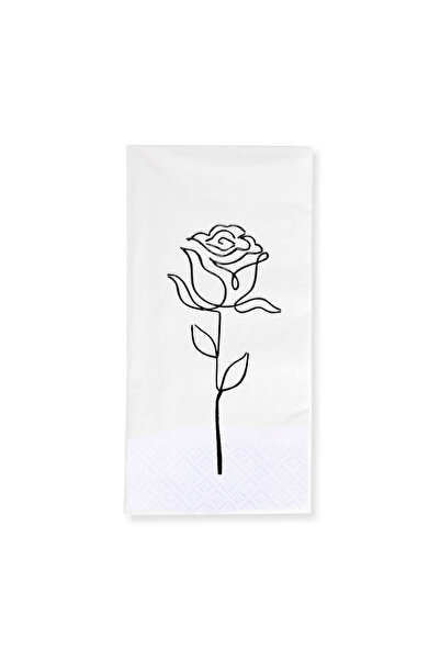 Story مناديل ورقية بيضاء اللون مقاس 33×33 سم بنقش الورود السوداء، 16 قطعة، طي...