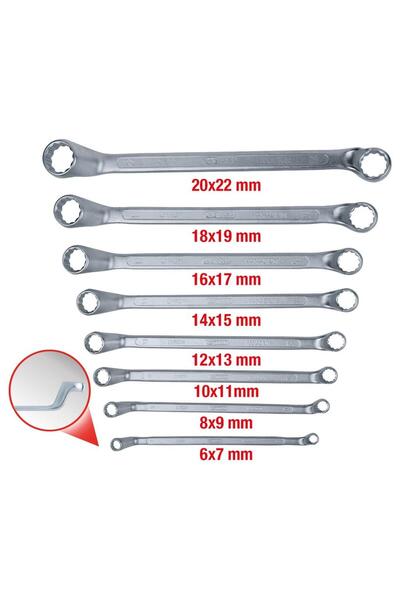 KS Tools Set de 8 chei inelare duble cotite, dimensiuni 6-22 mm