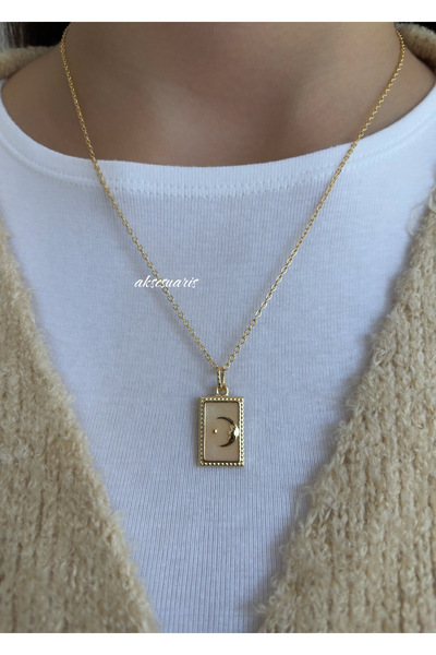 aksesuaris Mineli Ay Güneş Gold Kadın Kolye