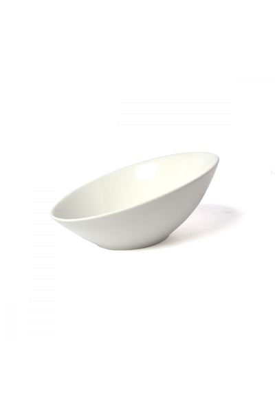 SQUALO Squalo - Elegant Round Serving Dish (Porcelain) with Sloped Edges, White - 11x26x26 cm