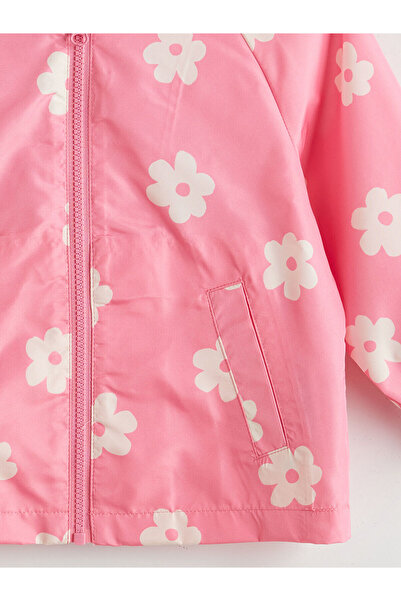 LC Waikiki Pink Hooded Girl's Raincoat
