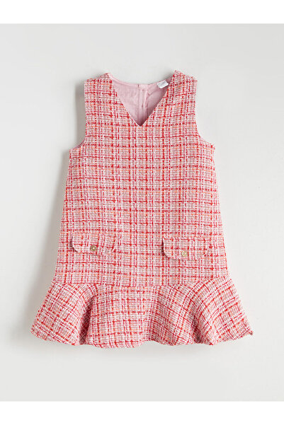 LC Waikiki V Yaka Kız Çocuk Elbise Ve Külotlu Çorap (W5)