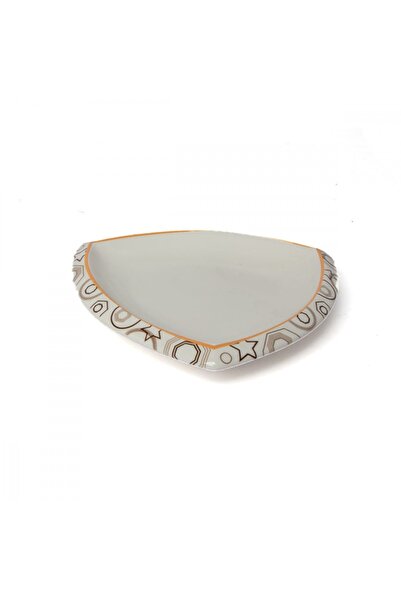 SQUALO Squalo - Triangular Serving Dish (Porcelain) with Elegant Engravings in a Contemporary Design - White 3x19x19 cm
