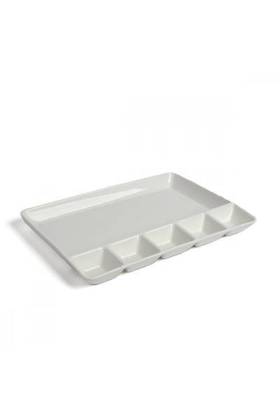 SQUALO Squalo - White Porcelain Rectangular Divided Serving Dish - 3x31.8x22.5 cm