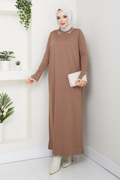 Pamuk Butik Women's Lace Sleeve Shirt Collar Dress
