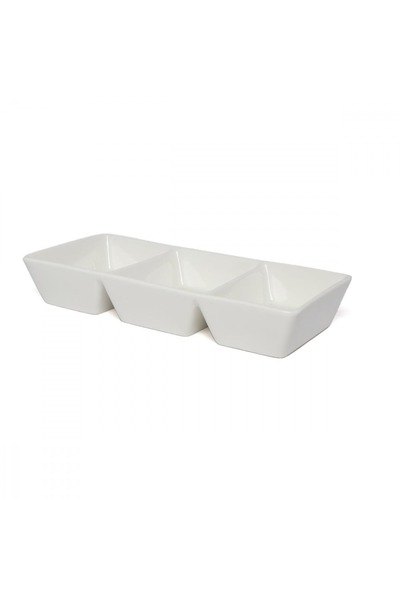 SQUALO Squalo Divided Porcelain Serving Platter, Elegant and Contemporary Rectangular Design - White 14.5 x 30 x 5 cm
