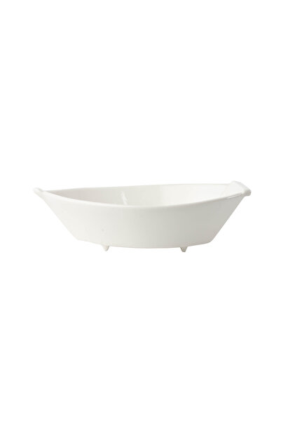 SQUALO Squalo - Elegant Boat-Shaped Porcelain Serving Dish with Contemporary Design - White 6.5x22x13 cm