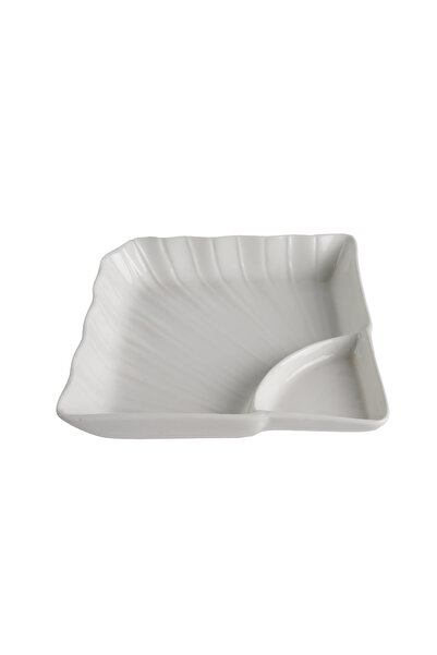 SQUALO Squalo - Elegant Rectangular Divided Serving Dish (Porcelain) with Contemporary Design - White 4x17.6x17 cm