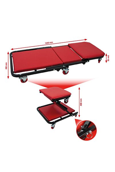 KS Tools Banc de Lucru cu Pat și Scaun Pliant, Dimensiuni 1040x490 mm