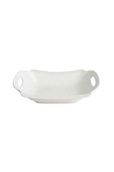 SQUALO Squalo - Elegant Rectangular Serving Dish (Porcelain) with White Handles - 7.5x26.5x18 cm