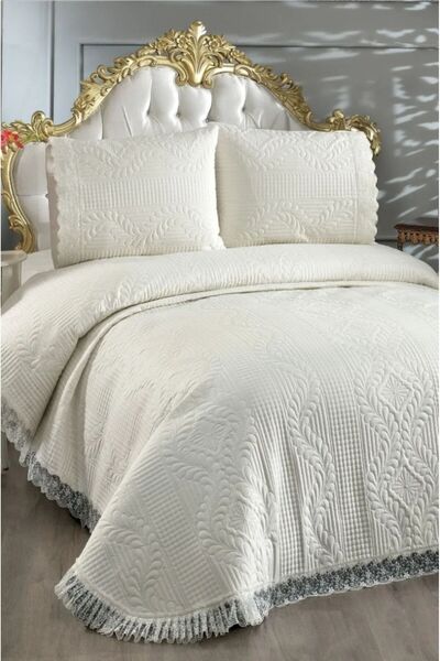 DİLEX Bohemian Lace Quilted Ultrasonic Double Bedspread White