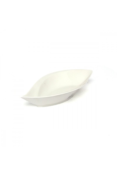 SQUALO Squalo Porcelain Serving Platter with Elegant and Modern Leaf Design - White 13 x 30.5 x 5 cm