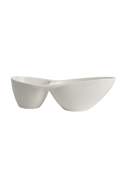SQUALO Squalo - Elegant Oval Serving Platter (Porcelain) 2 Sections White - 9x30x13.7 cm