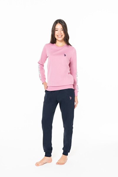 U.S. Polo Assn. 20120 Γυναικείο σετ πιτζάμες με μακρυμάνικο λουλούδι με στρογγυλή λαιμόκοψη