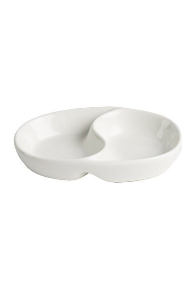 SQUALO Oval porcelain plate, two sections, white - 2x11.2x7 cm