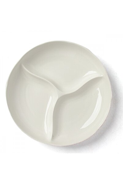 SQUALO Squalo - Round Divided Serving Dish (Porcelain) with Modern Design, White - 6x31x31 cm