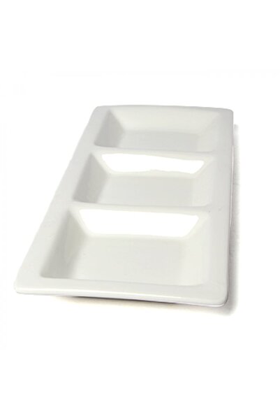 SQUALO Squalo - Rectangular 3-Section Serving Dish (Porcelain) with Contemporary Design - White 2.7x39.2x15.7 cm