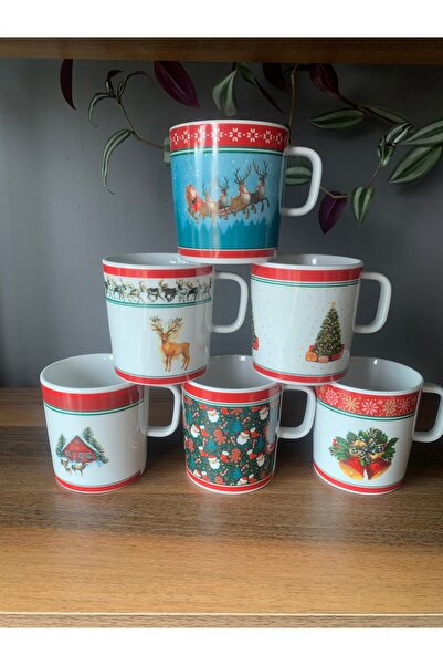 FERMATO Handmade New Year - Christmas Mixed Model Porcelain Mug for 6 People