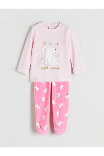 LC Waikiki Set pijamale pentru copii LCW Kids Crewneck imprimat pentru fete (W5)