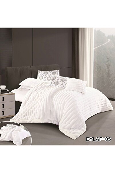 Maison 123 مفرش شتوي ثقيل مخمل مقلم نفرونص 5 قطع فاثق النعومه