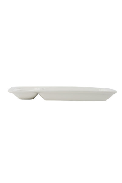 SQUALO Squalo - Elegant Rectangular Divided Serving Dish (Porcelain) with Contemporary Design - White 3.3x32x15.6 cm