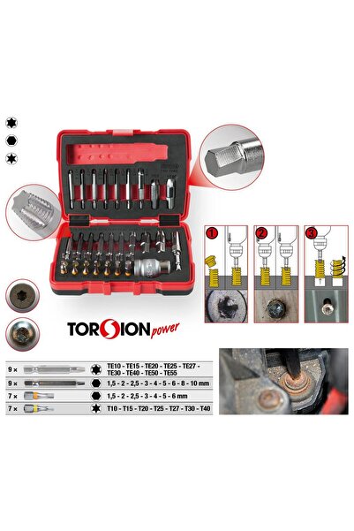 KS Tools Hex head screw extractor set, 1/4" and 10 mm, 34 pieces