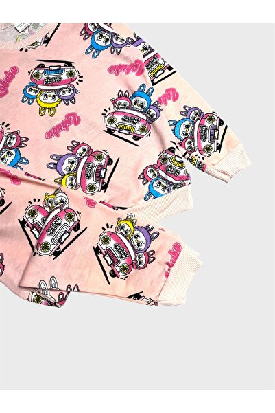 ALİŞ KİDS Дівчача бавовняна піжама з довгими рукавами, з малюнком Labubu, сезонна