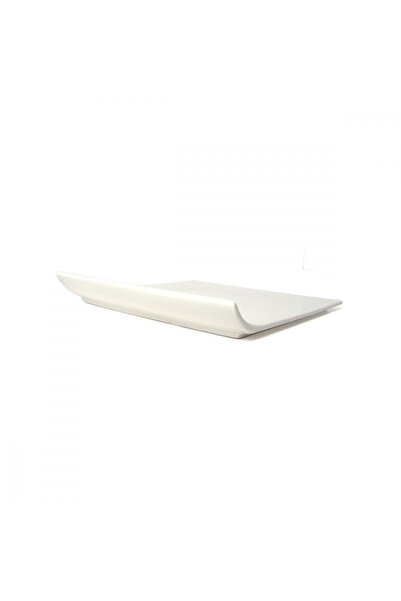 SQUALO Squalo - Elegant Rectangular Flat Serving Dish (Porcelain) with Curved Edge, White - 3.8x25.8x25 cm