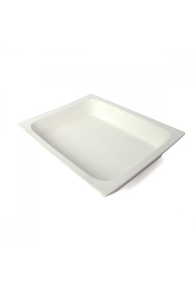 SQUALO Squalo - Elegant Rectangular Deep Porcelain Dish, White - 6.5x31.5x25.5 cm