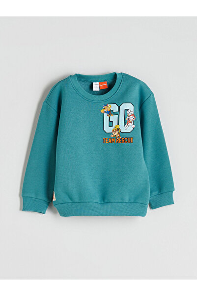 LC Waikiki Turquoise Crew Neck Paw Patrol Printed Boys' Sweatshirt
