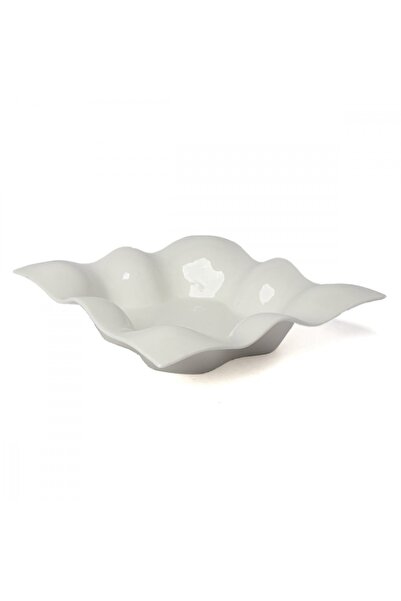 SQUALO Squalo - Square (porcelain) plate with a wavy, elegant and modern design - White 6x26.2x26.2 cm