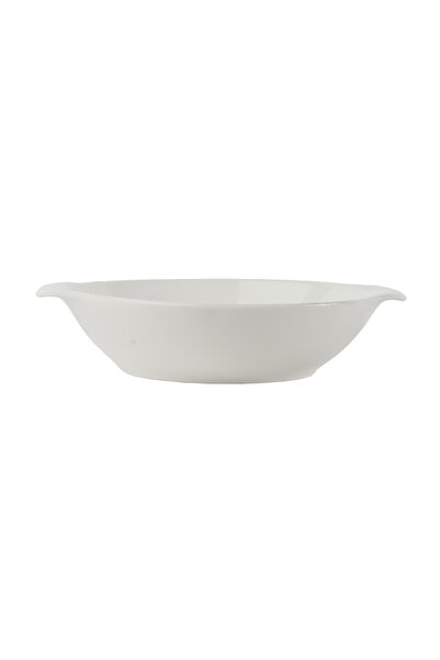 SQUALO Squalo - Round Serving Dish (Porcelain) with Elegant Handle in Contemporary Design - White 4x17.6x15 cm