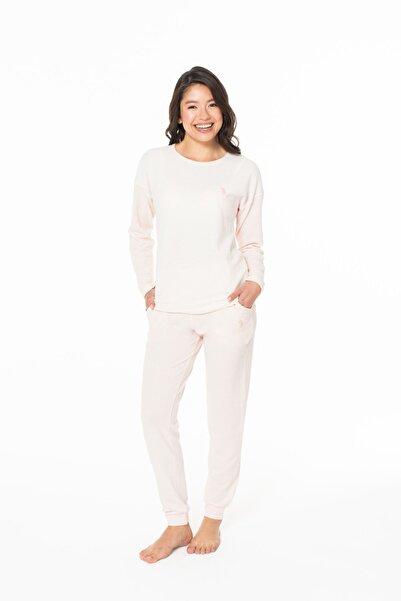 U.S. Polo Assn. 20129 Set de pijamale pentru femei, roz Melange, cu gât rotun...